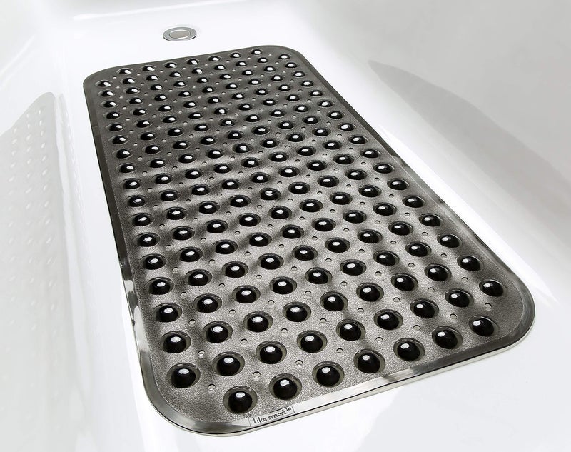 TIKE SMART Large Non-Slip Bathtub & Shower Mat 31 inch x16 inch (Smooth/Non-Textured Tubs Only) Safe, Clean, Machine-Washable, Superior Grip&Drainage, Vinyl, Transparent Black, Medium - Image 4